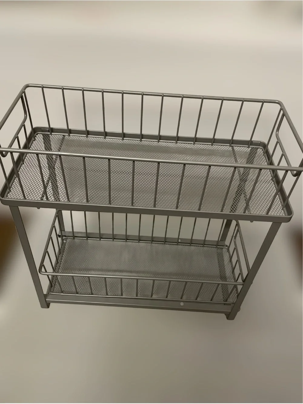 Brightroom Two-Tier Metal Storage Basket Shelf in Gray - Maximize Storage Space